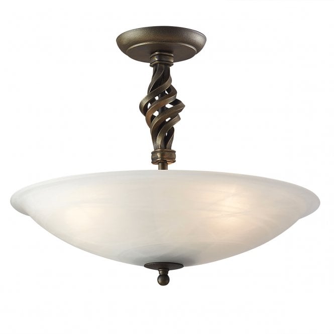 PEMBROKE traditional black gold uplighter semi-flush ceiling light
