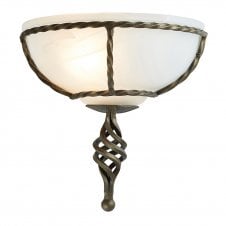 Traditional Wall Uplighter, Black Gold Detail 