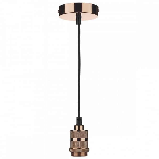 PENDANT SUSPENSION in a copper finish with black braided cable (E27/ES)