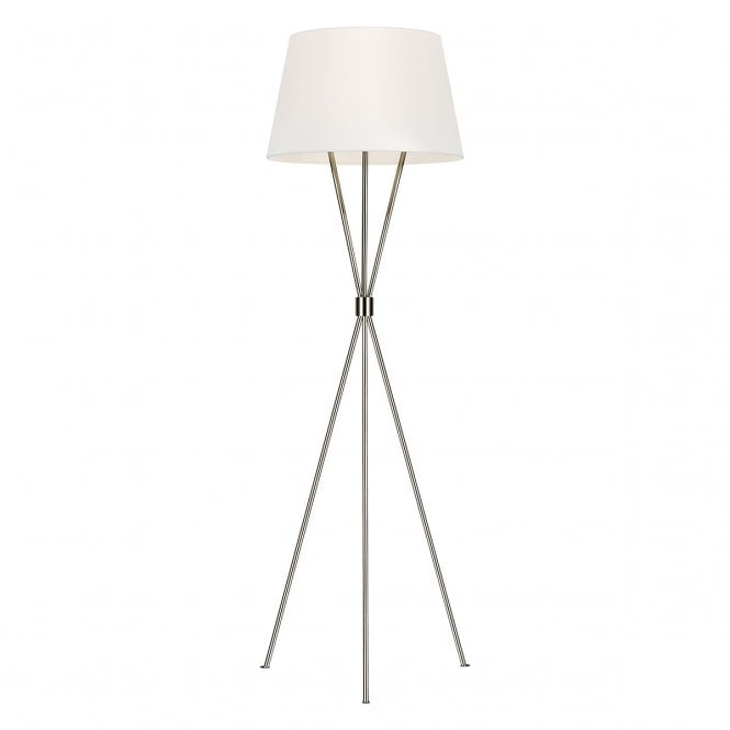 PENNY tripod floor lamp in a polished nickel finish with white shade