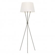 PENNY tripod floor lamp in a polished nickel finish with white shade