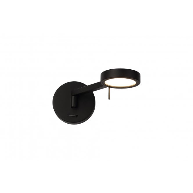 PERUSE Black Wall Light Flexible Switched in Sand Black Finish