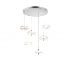 PETALS Round Pendant | 6 x 6W LED | 4000K | 2800lm | Polished Chrome | 3yrs Warranty