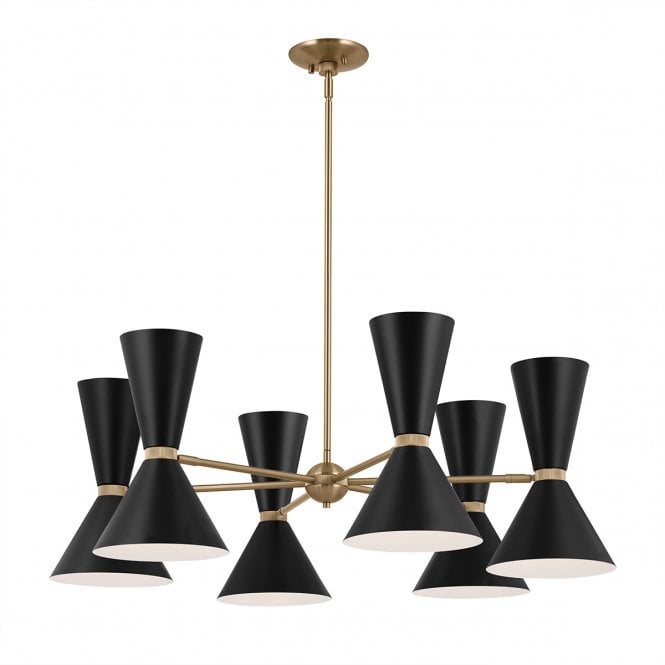 Phix 6 Arm 12 Light Chandelier in Champagne Bronze & Black
