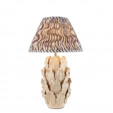 ivory ceramic table lamp with grey ripple pattern shade