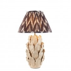 ivory ceramic table lamp with grey zigzag pattern shade