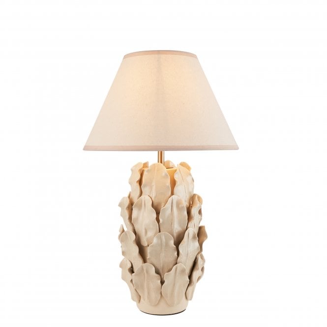  Layered Leaf Ivory Table Lamp with Ivy Shade in Vintage White