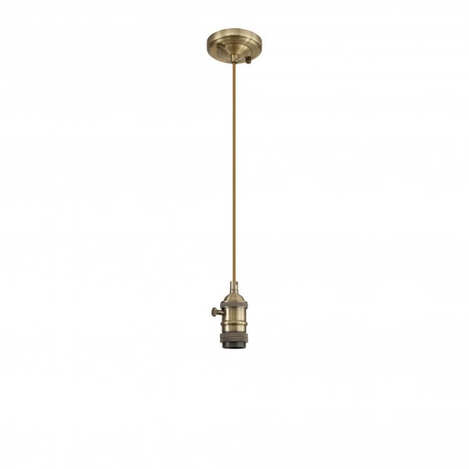 PIEBALD Switched Pendant Light Kit 1.5m | Antique Brass and Golden Brown Braided Cable