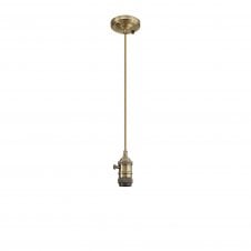 PIEBALD Switched Pendant Light Kit 1.5m | Antique Brass and Golden Brown Braided Cable