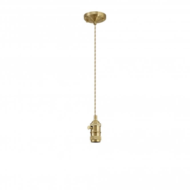 PIEBALD Switched Pendant Light Kit 1.5m | Brass and Pale Gold Twisted Cable