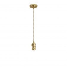 PIEBALD Switched Pendant Light Kit 1.5m | Brass and Pale Gold Twisted Cable