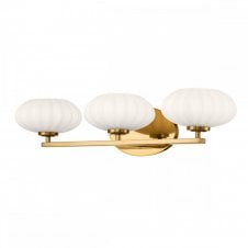 PIM 3 Light Wall Light in Gold with Etched Opal Glass