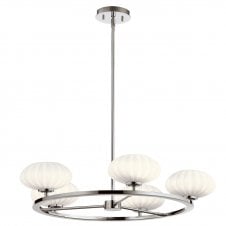 PIM 5 Light Chandelier in Chrome with Etched Opal Glass