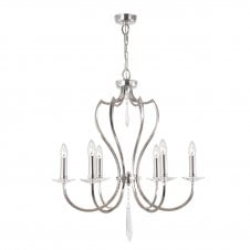 modern classic 6 light chandelier in polished nickel