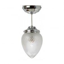 PINESTAR chrome and etched glass Art Deco hall pendant (small)