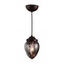 antique bronze pendant with cut glass shade