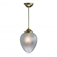 PINESTAR distressed brass pendant with frosted cut glass (medium)