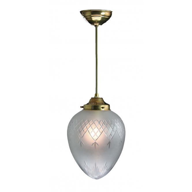 PINESTAR distressed brass pendant with frosted cut glass (medium)