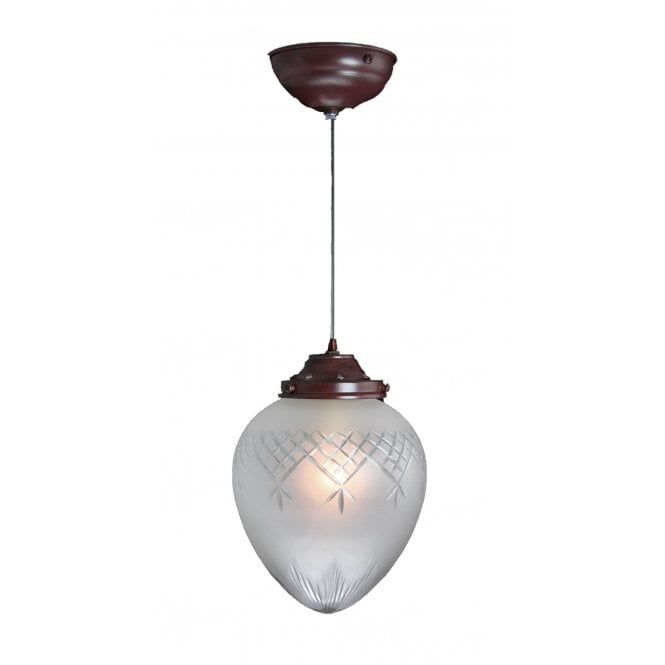 PINESTAR frosted acorn cut glass ceiling pendant with antique bronze suspension
