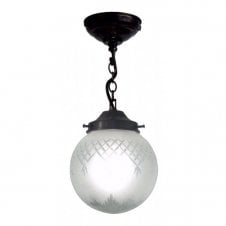 PINESTAR traditional globe pendant with etched cut glass shade (small)