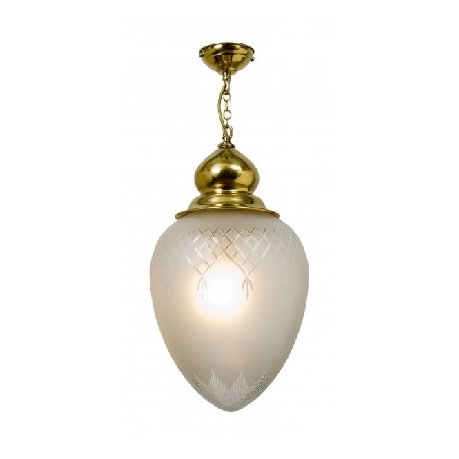 PINESTAR traditional polished brass hanging hall lantern (large)