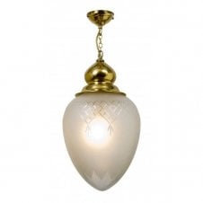 PINESTAR traditional polished brass hanging hall lantern (large)