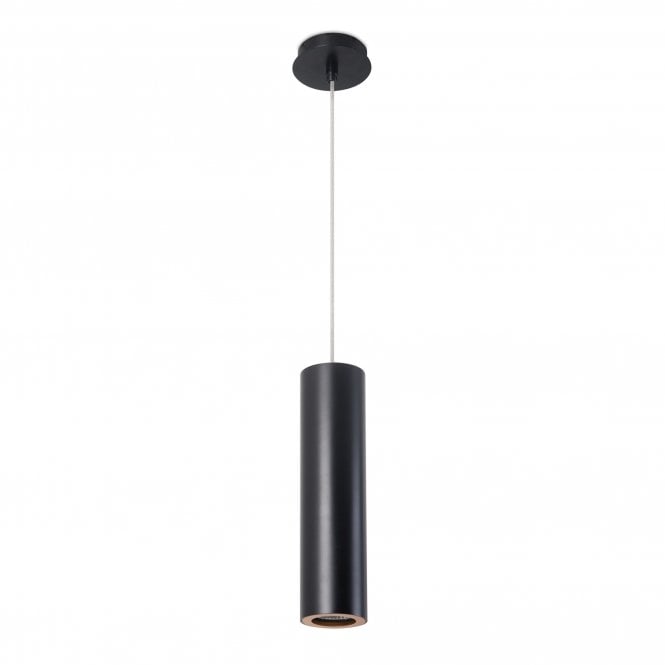 PIPE matte black ceiling pendant with golden detail