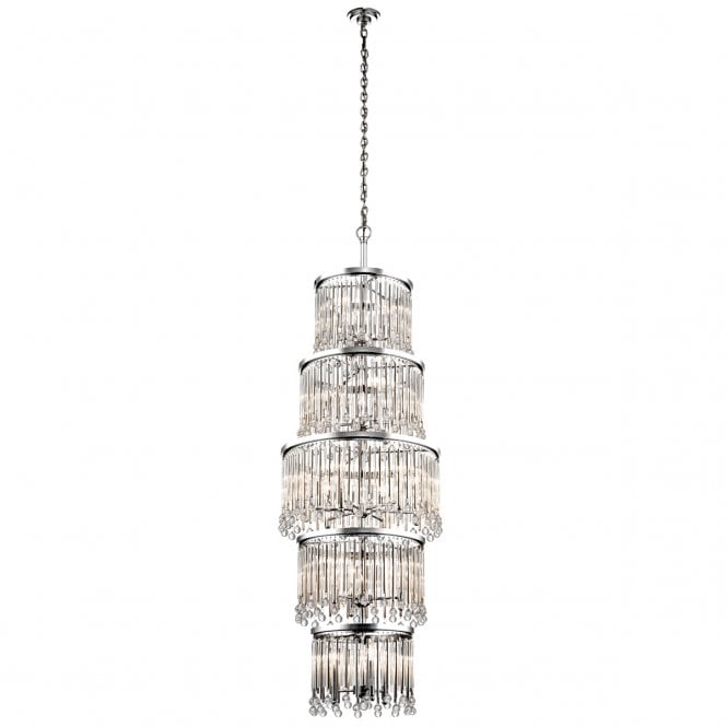 PIPER 18 Light Chandelier in Polished Chrome with Crystal
