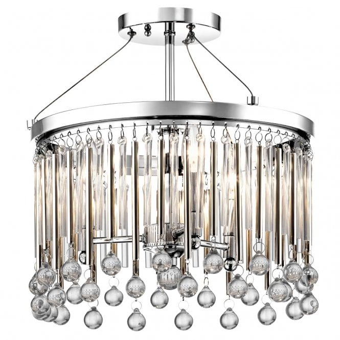 PIPER 3 Light Decorative Glass Semi-flush Mount in Polished Chrome