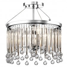 PIPER 3 Light Decorative Glass Semi-flush Mount in Polished Chrome