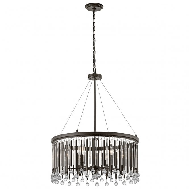 PIPER 6 light decorative glass rod chandelier