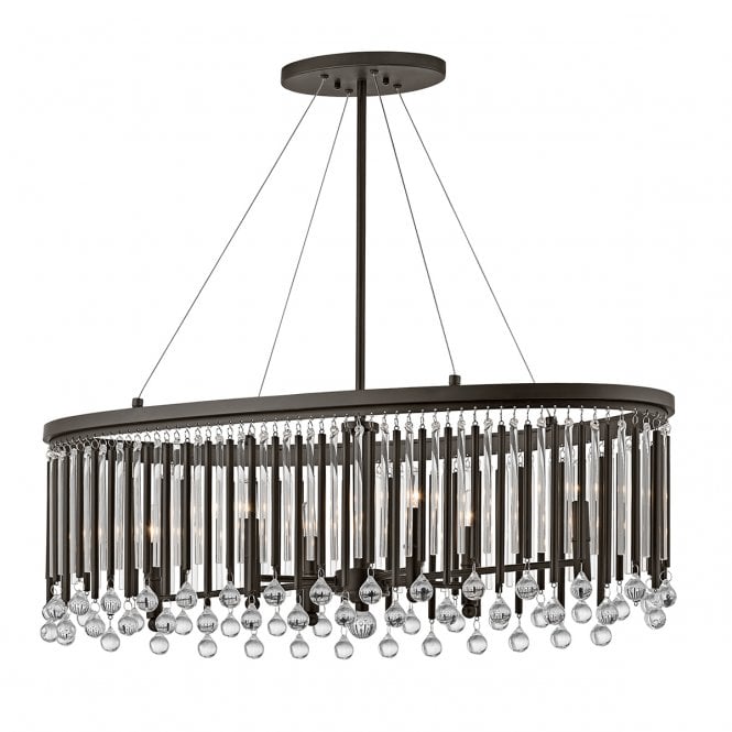 PIPER 6 light decorative glass rod island chandelier