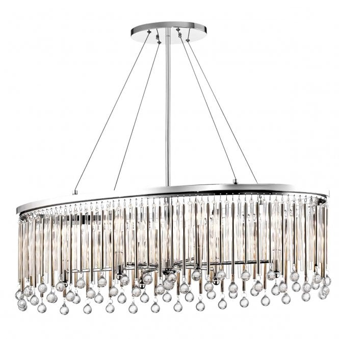 PIPER Decorative 6 Light Oval Chandelier in Polished Chrome