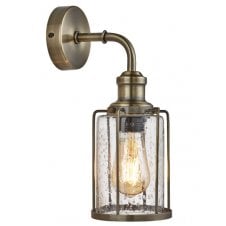 antique brass wall light with clear seeded glass