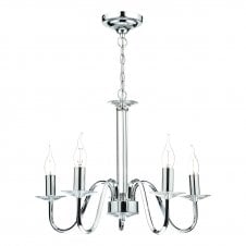 PIQUE contemporary 5 light polished chrome ceiling pendant