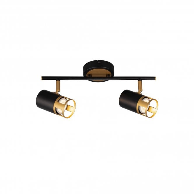 PISTON 2 Light Linear Bar Spotlight | Black and Painted Gold