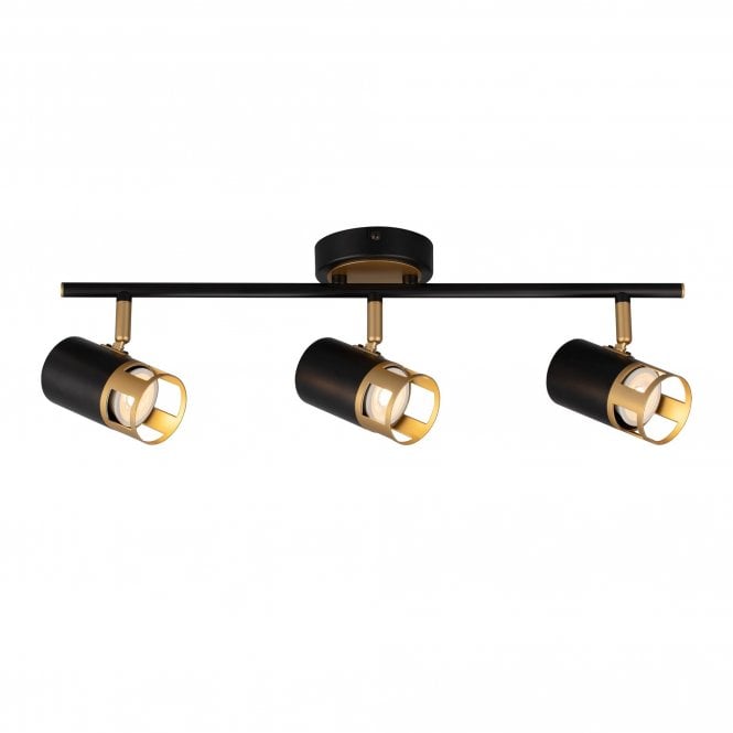 PISTON 3 Light Linear Bar Spotlight | Black and Painted Gold