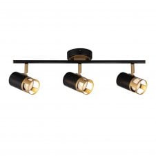 PISTON 3 Light Linear Bar Spotlight | Black and Painted Gold