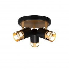 PISTON 3 Light Round Spotlight GU10 | Black and Painted Gold