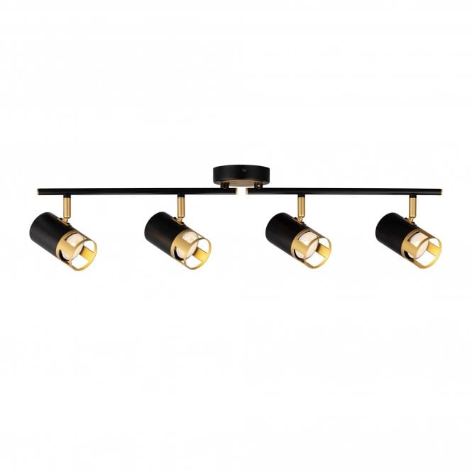PISTON 4 Light Linear Bar Spotlight | Black and Painted Gold
