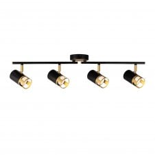 PISTON 4 Light Linear Bar Spotlight | Black and Painted Gold