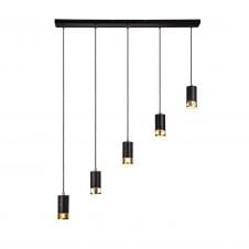 PISTON 5 Light Bar Linear Pendant | Black and Painted Gold