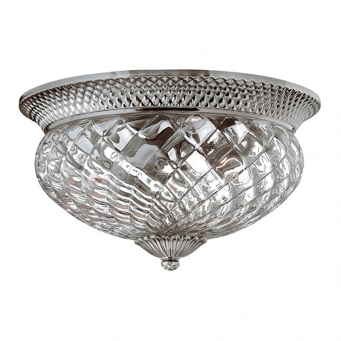 PLANTATION large antique nickel traditional flush ceiling light