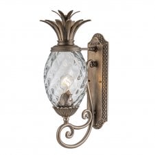 pineapple shaped outdoor wall lantern in bronze