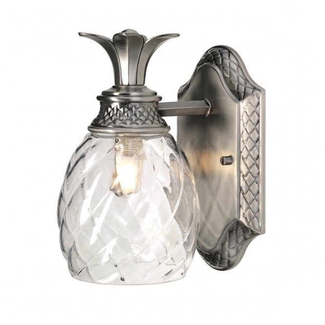 PLANTATION sophisticated bathroom wall light in antique nickel