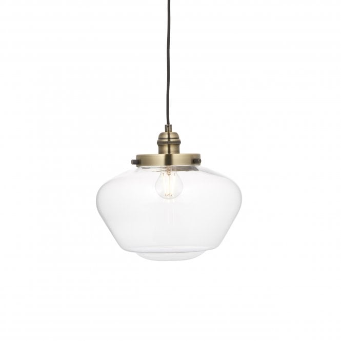 PLATFORM Ceiling Pendant In Antique Brass with Clear Glass