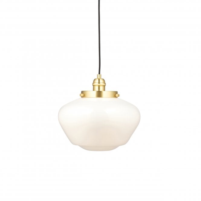 PLATFORM Ceiling Pendant In Antique Brass with Opal Glass