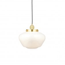 PLATFORM Ceiling Pendant In Antique Brass with Opal Glass