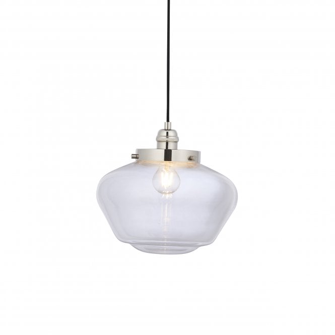 PLATFORM Ceiling Pendant In Polished Nickel with Clear Glass
