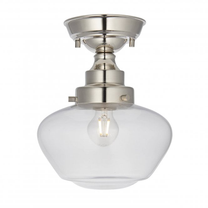 PLATFORM Semi-Flush Ceiling Light in Nickel with Clear Glass